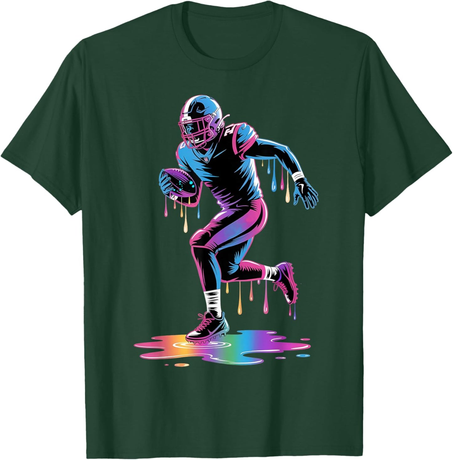 Football Drip Boy Youth Ice Cream Dripping Football Player T-Shirt - T-Shirt | Forest