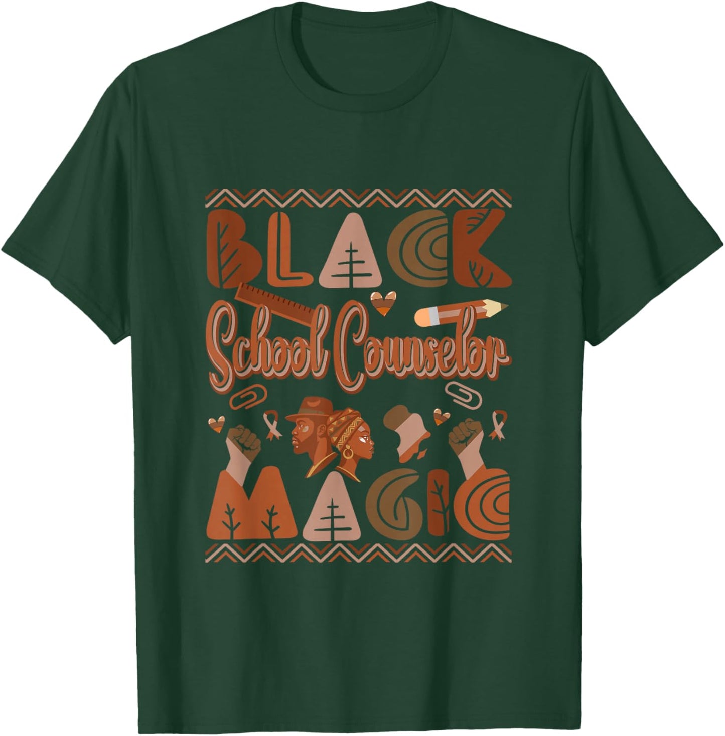 Black Costume School Counselor Proud Black History Month T-Shirt - T-Shirt | Forest