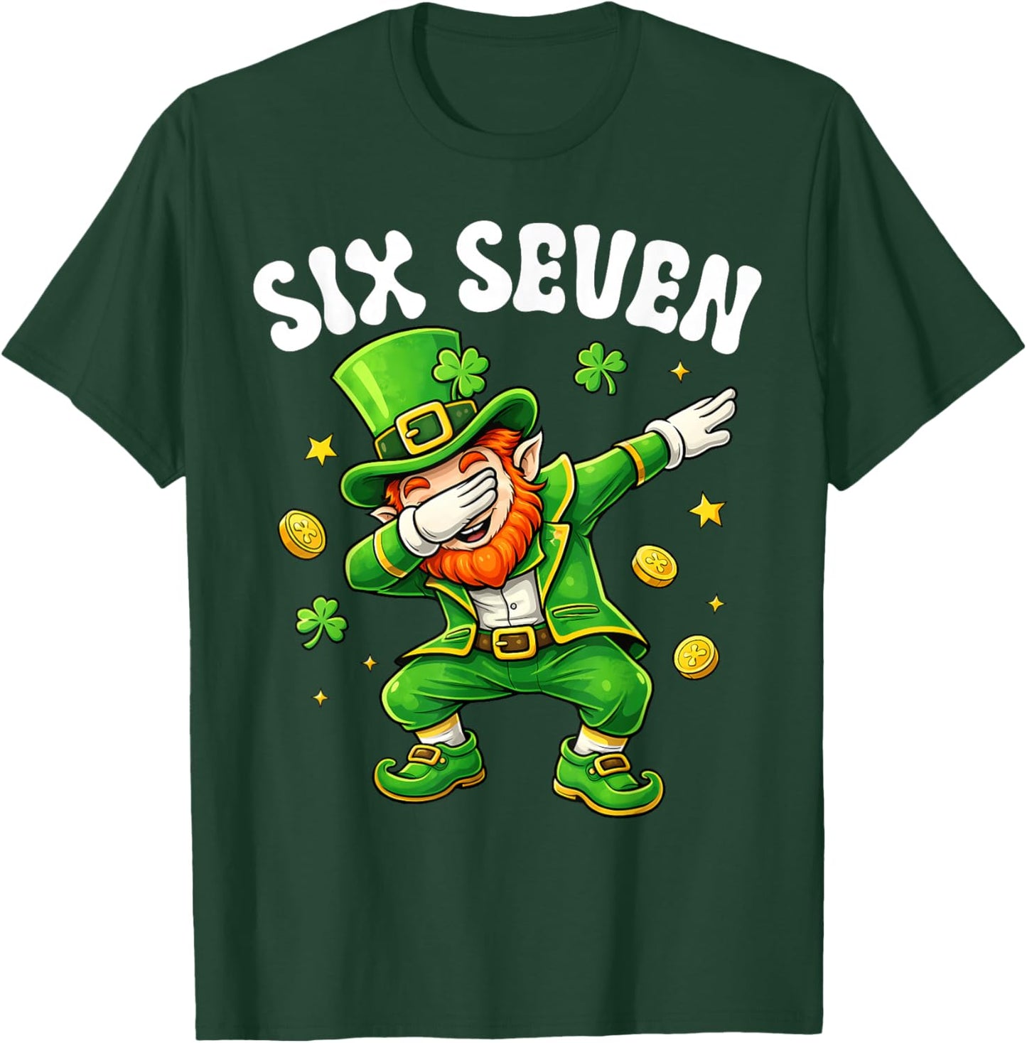 Six Seven Leprechaun Dabbing 67 Meme St Patrick's Day Boys T-Shirt - T-Shirt | Forest