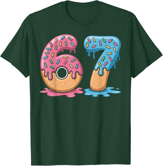 Ice Cream 67 Number 67th Sports Player Ice Cream Drip T-Shirt - T-Shirt | Forest