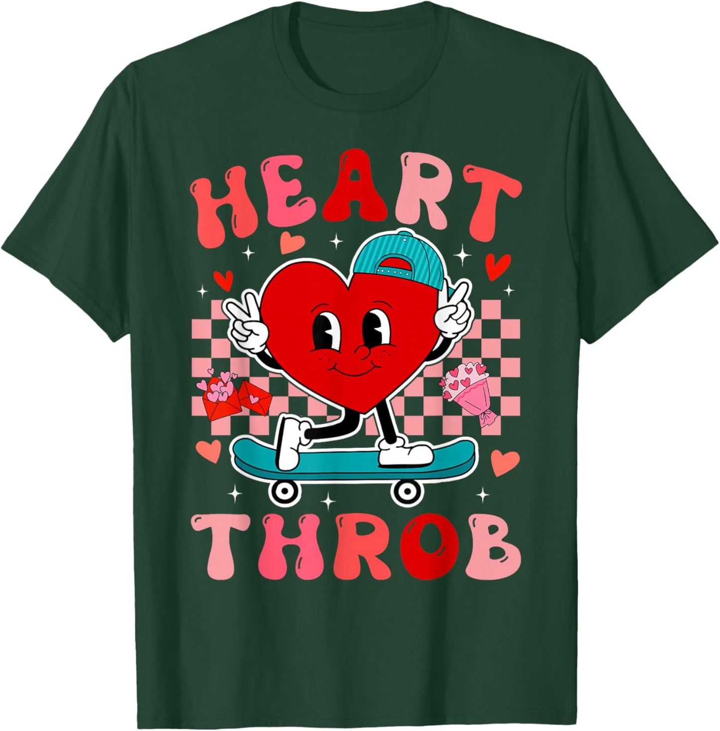 Valentine Retro Groovy Heart Throb Men Boys Kids Toddlers T-Shirt - T-Shirt | Forest