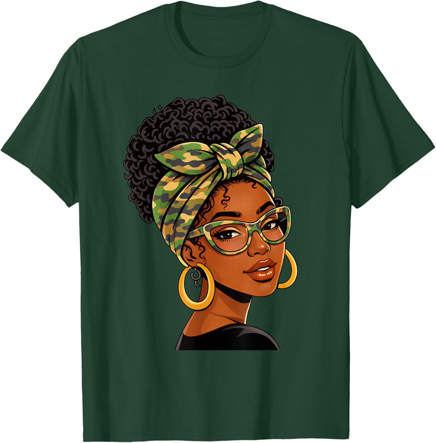 Women Black History Melanin Afro African Black Girl Queen T-Shirt - T-Shirt | Forest