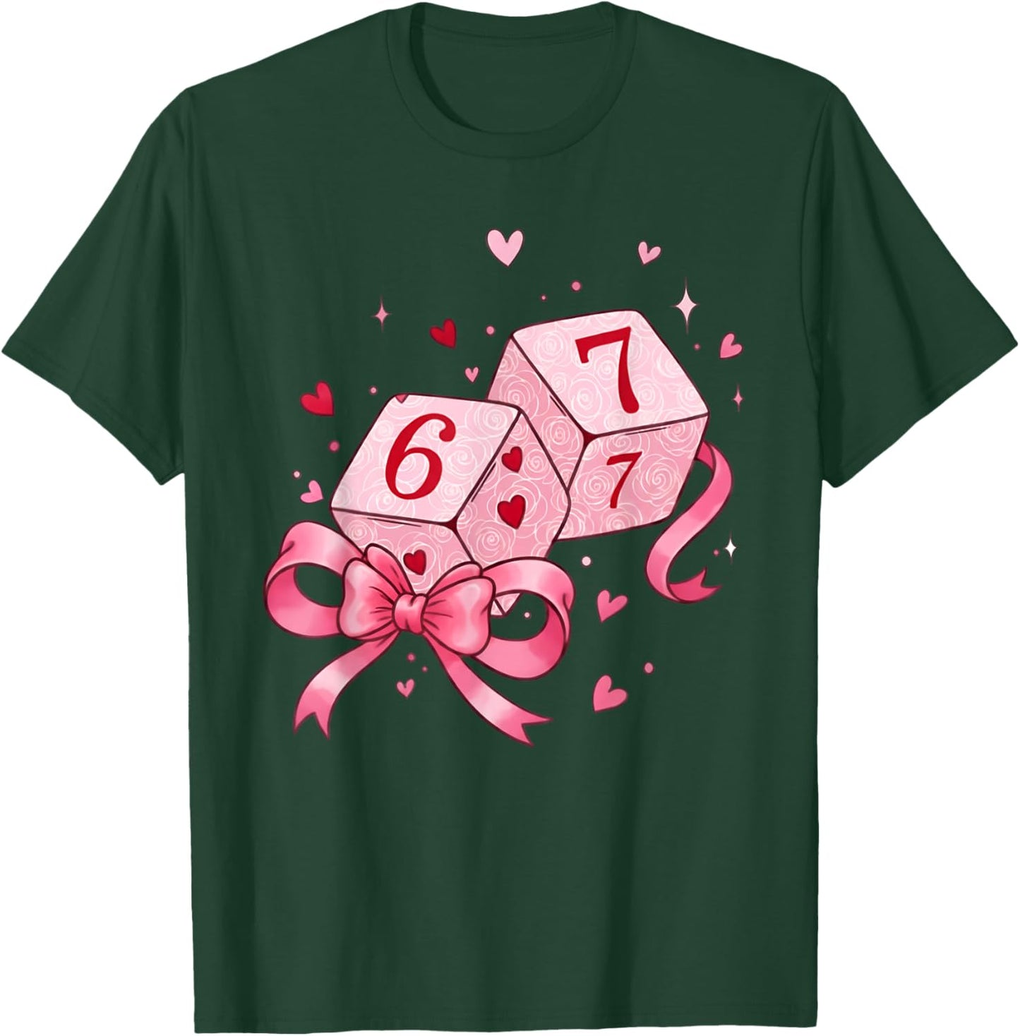 Preppy 67 Valentine Six Seven Dice 6 7 Men Women Kids T-Shirt - T-Shirt | Forest