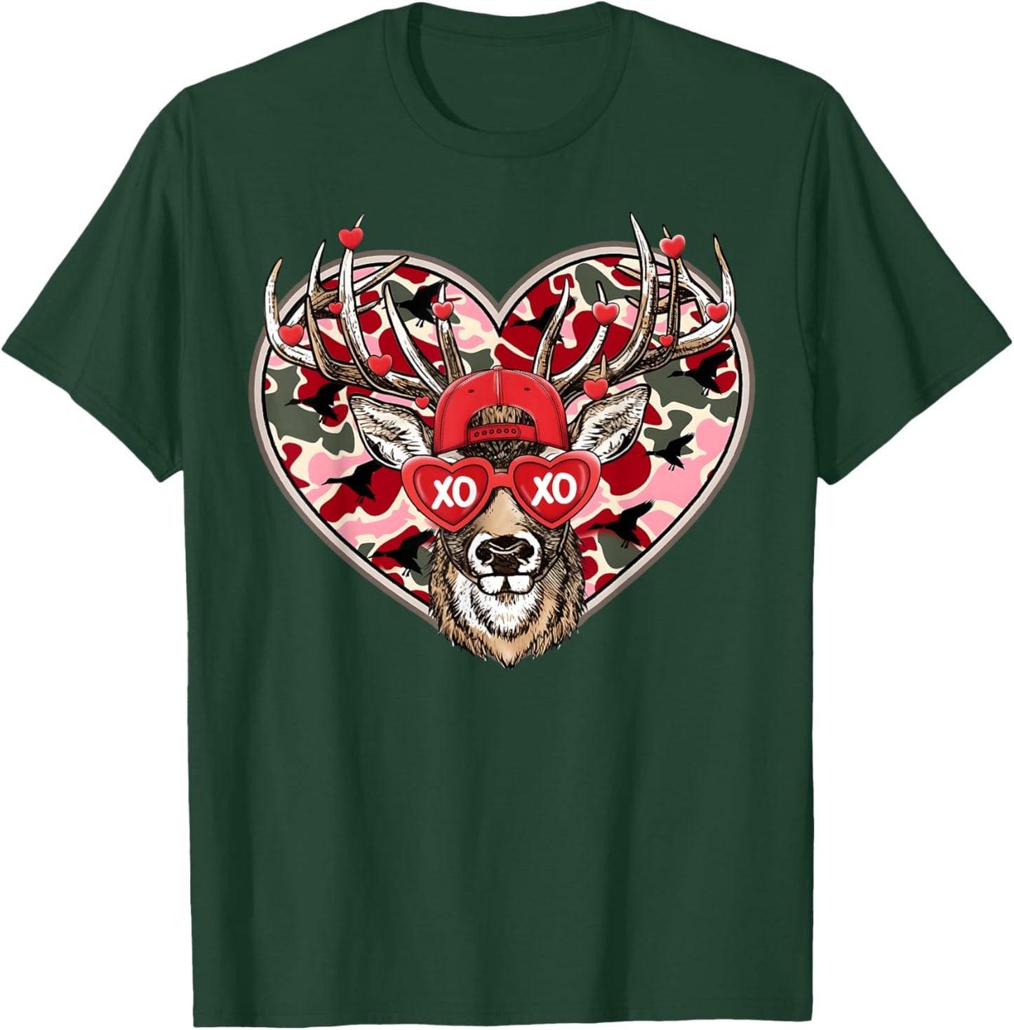 Valentine XOXO Funny Deer Hunting Buck Men Women Kid T-Shirt - T-Shirt | Forest
