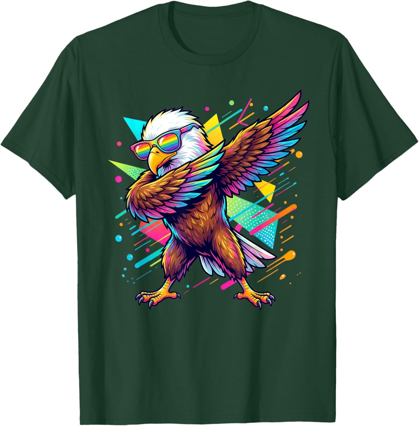 Dabbing Bald Eagle Kids Boys Colorful Eagle Bird Lovers T-Shirt - T-Shirt | Forest