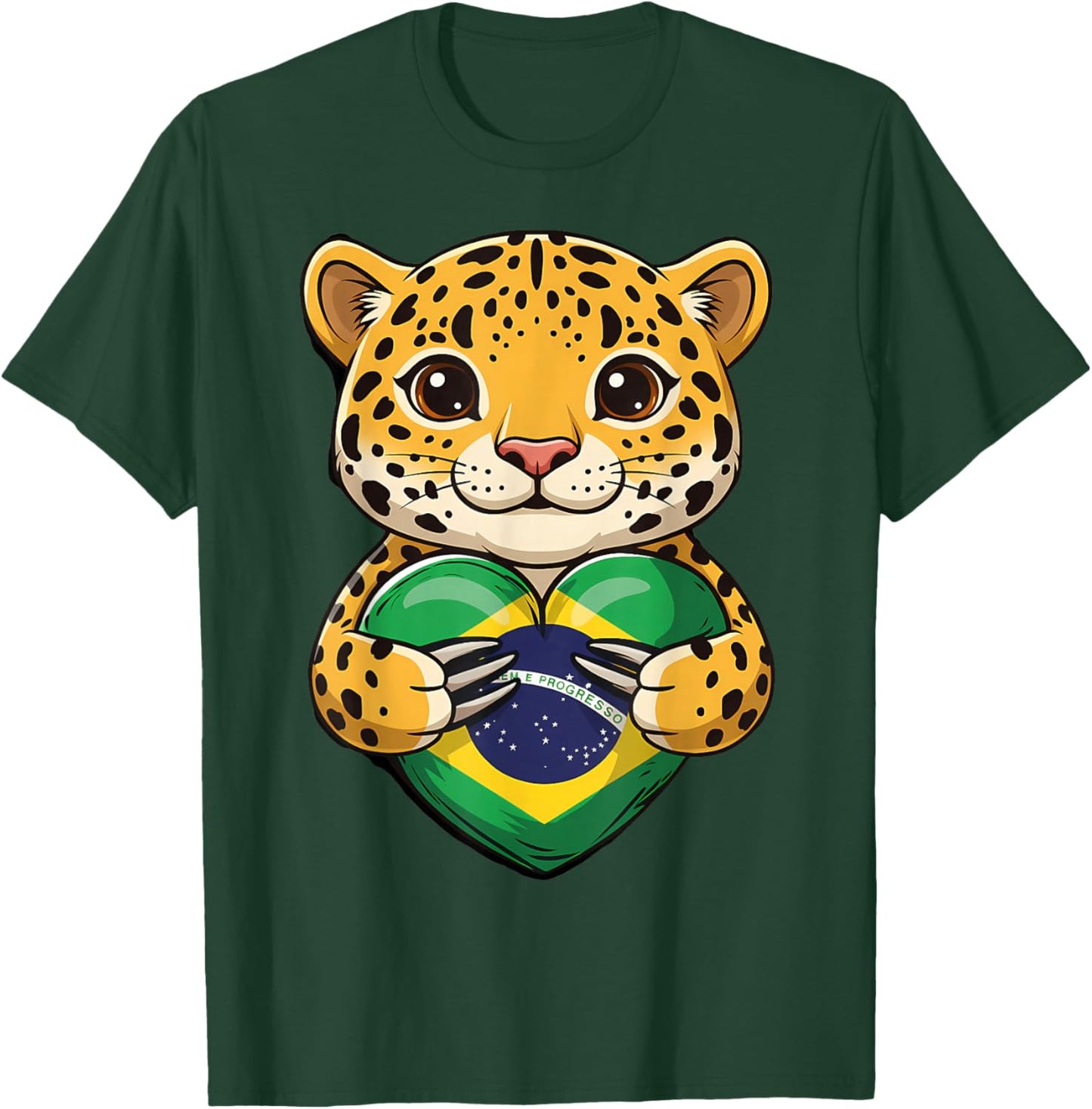 Brazil Flag Leopard Brazilian Roots Brasilian Pride Brasil T-Shirt - T-Shirt | Forest