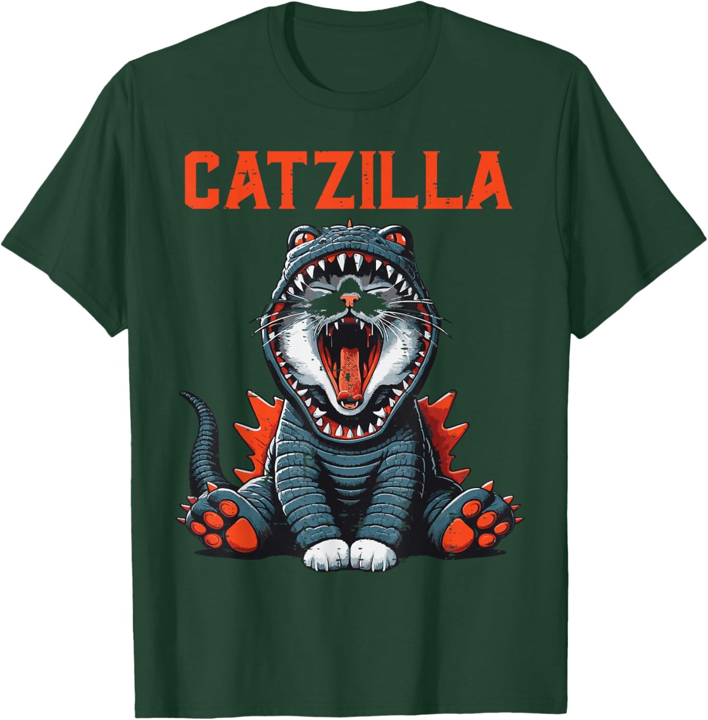 Cat Monster Catzilla Funny Kitten Kitty Women Girls Kids Men T-Shirt - T-Shirt | Forest