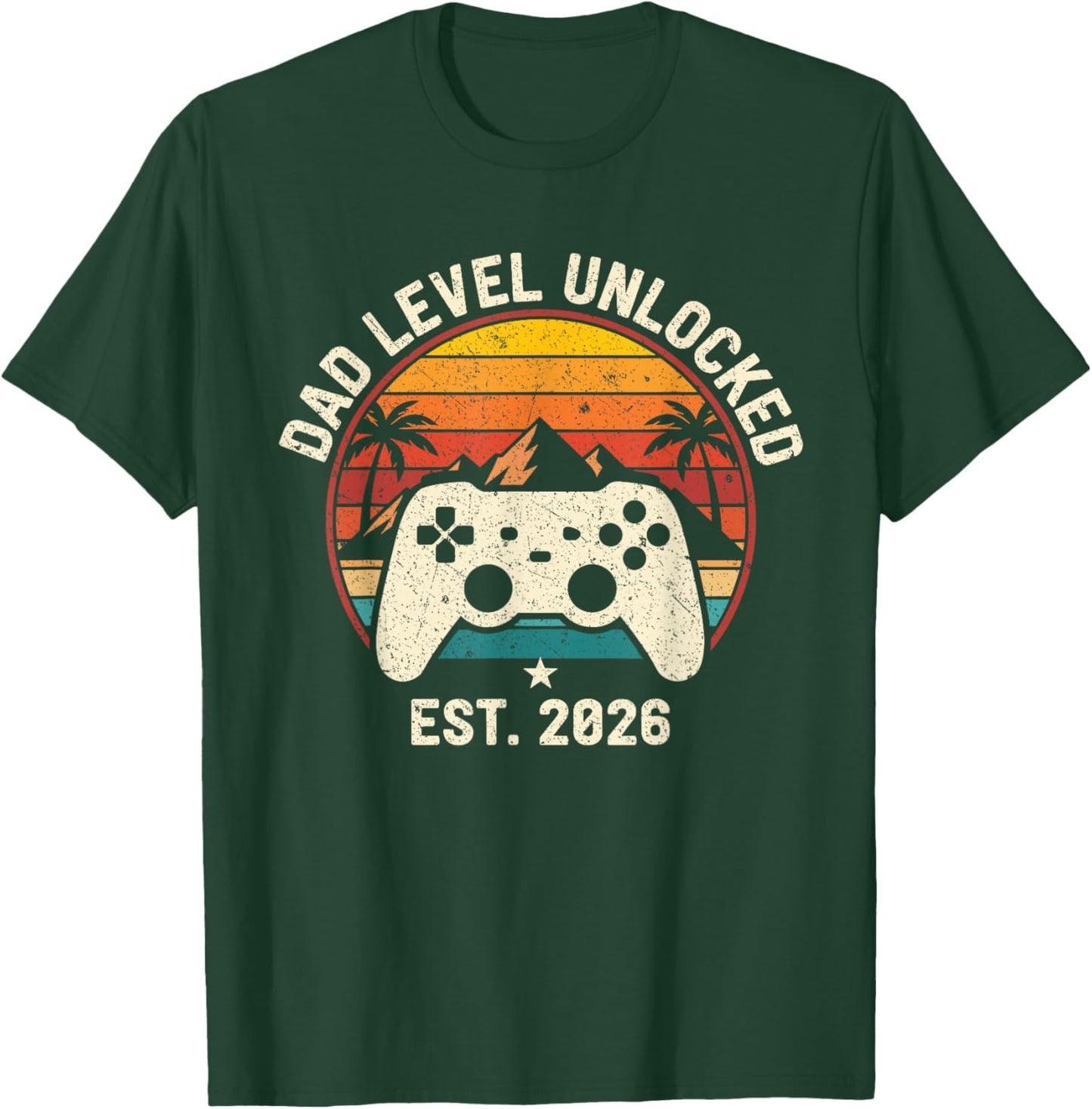 Dad Level Unlocked Leveled Up New Dad Video Gamer Gaming T-Shirt - T-Shirt | Forest