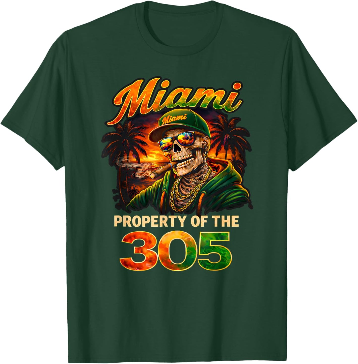 Miami Property 305 Streetwear Skeleton Urban Streetwear T-Shirt - T-Shirt | Forest