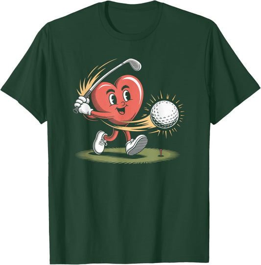 Funny Golf red Heart Valentine's Day T-Shirt - T-Shirt | Forest