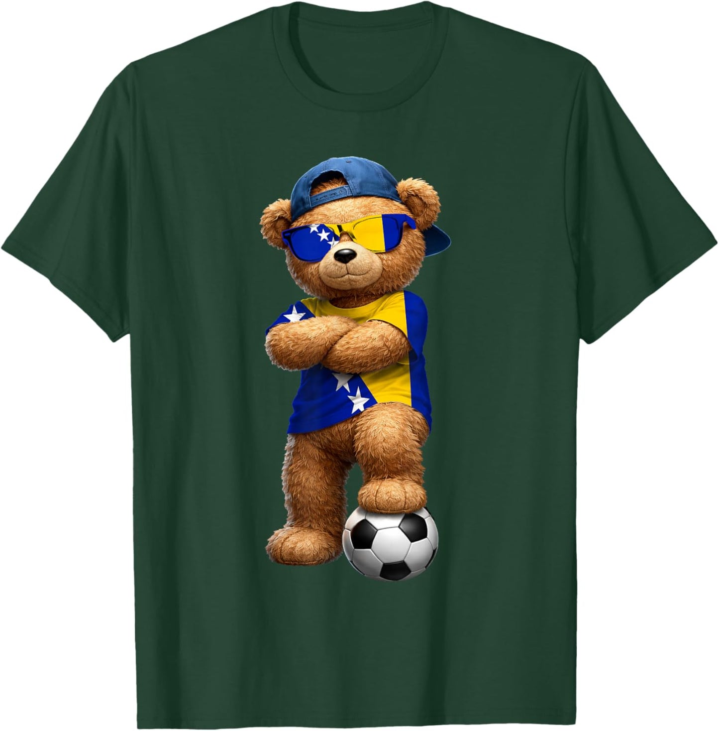 Bosnian Flag Teddy Player Sports Outfit for Bosnia T-Shirt - T-Shirt | Forest