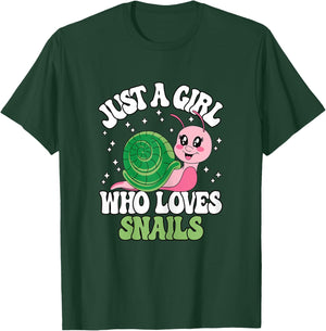 Just A Girl Who Loves Snails Cute Animal Girls Kids T-Shirt - T-Shirt | Forest