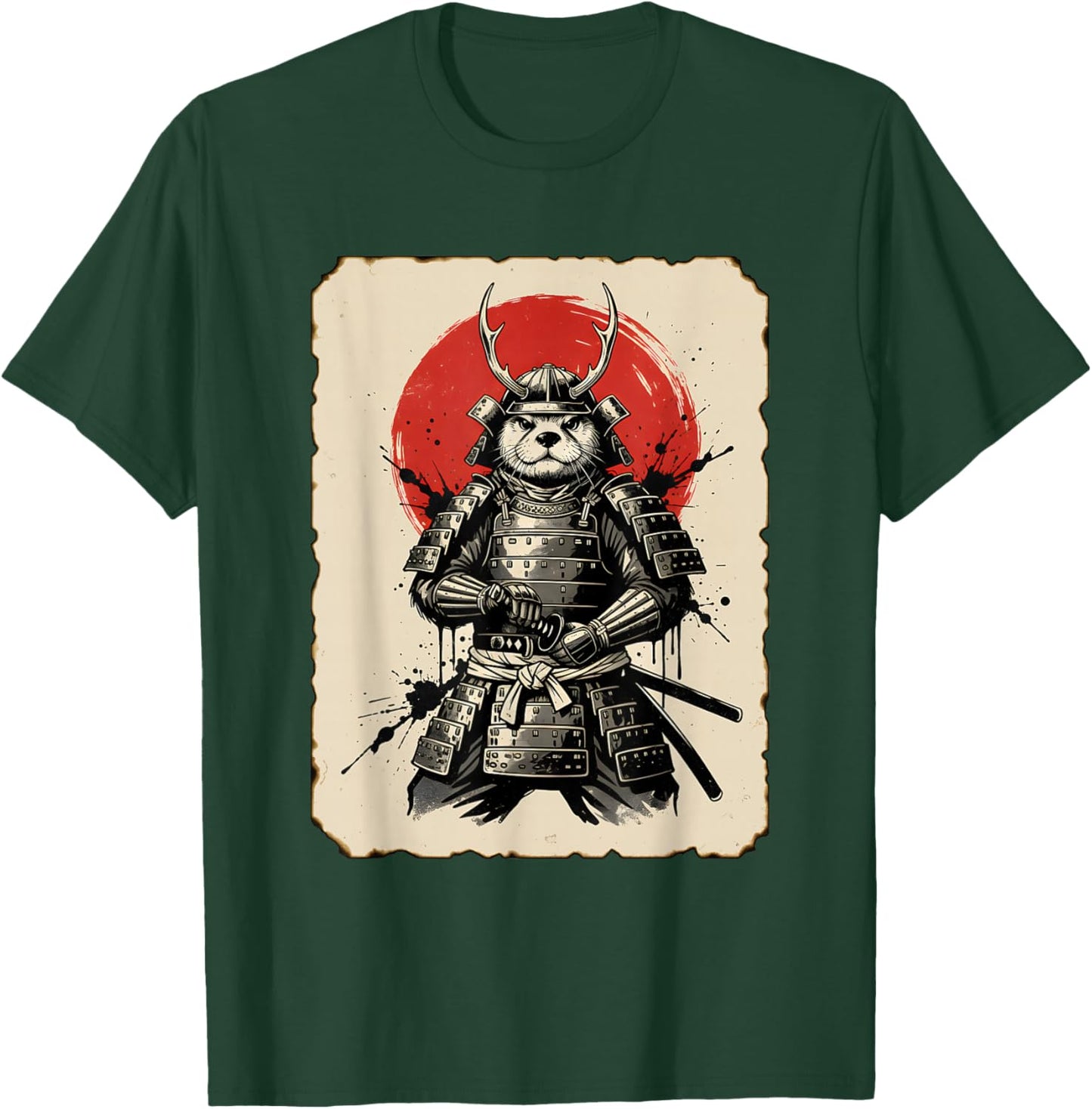 Samurai Otter Warrior Japanese Art Anime Otter Samurai T-Shirt - T-Shirt | Forest