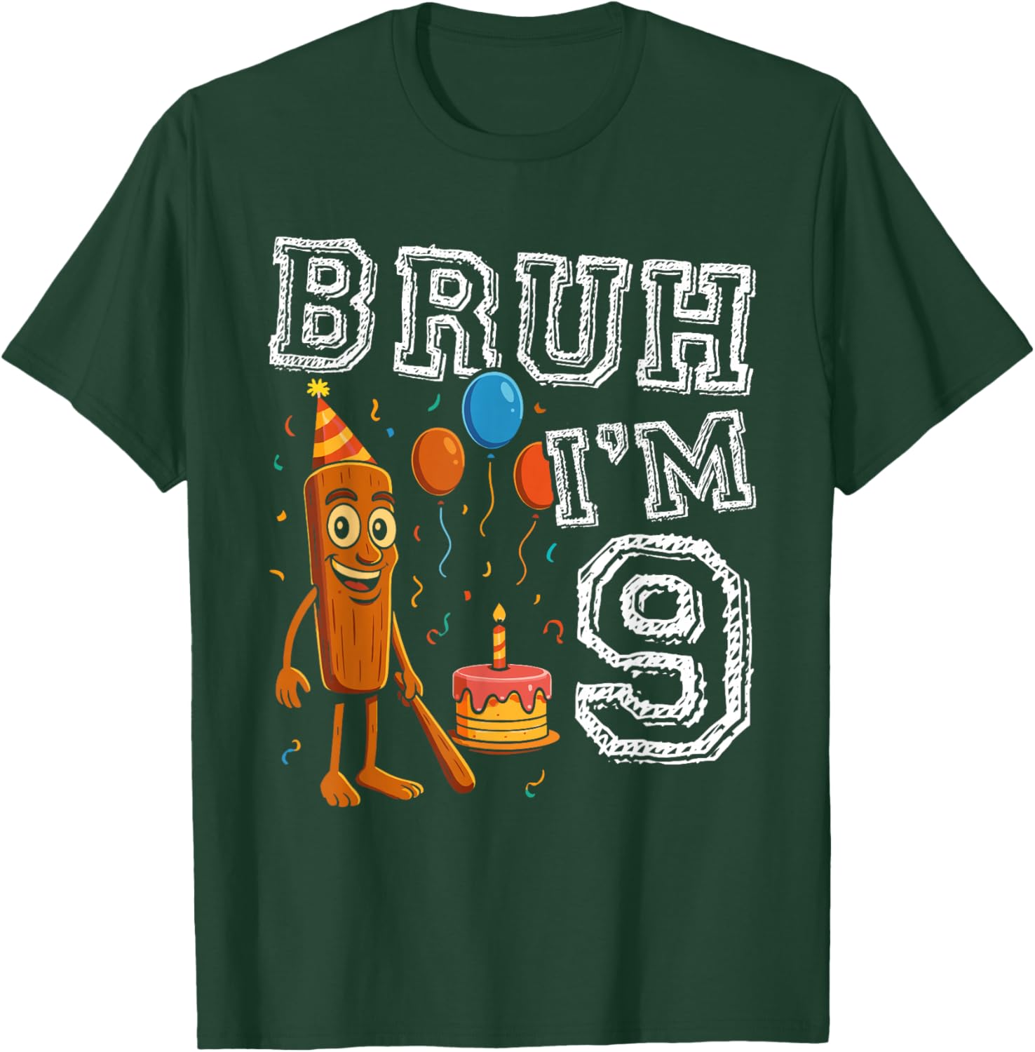 Italian Brainrot Bruh I'm 9 Age 9th Kids Boys Girls T-Shirt - T-Shirt | Forest