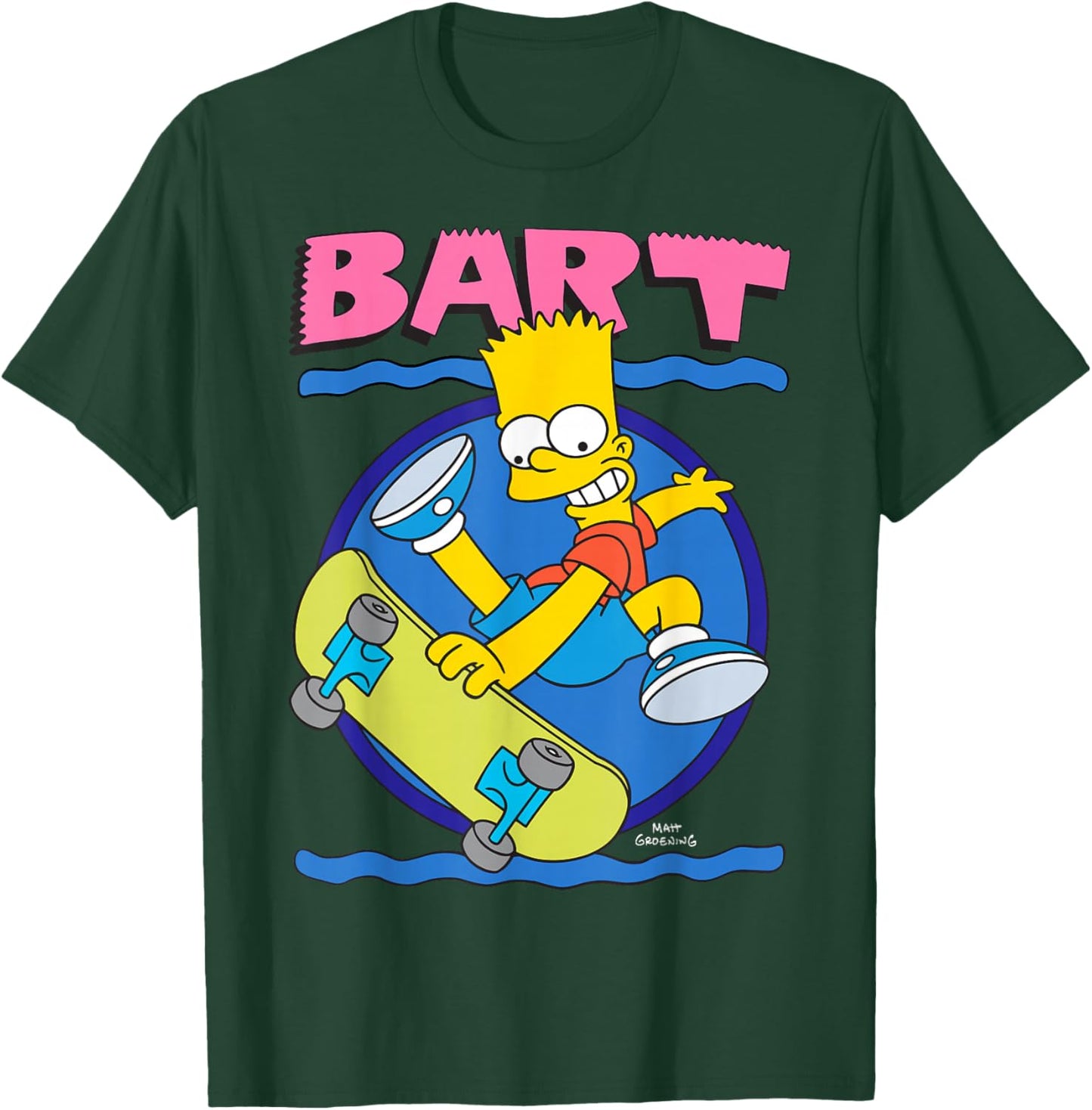 The Simpsons 90's Art Style Bart Ridding Skateboard T-Shirt - T-Shirt | Forest