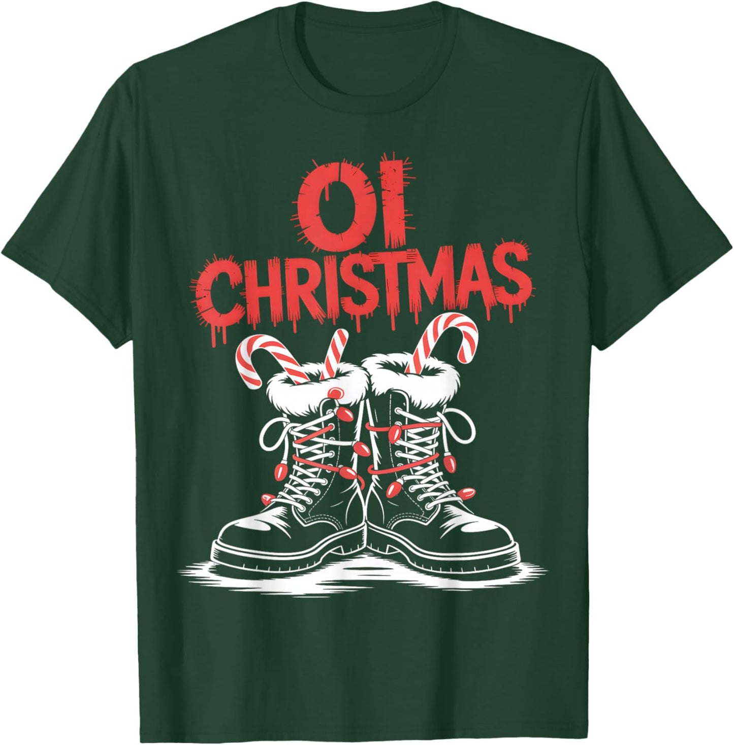 Oi Christmas Punk Boots Holiday T-Shirt - T-Shirt | Forest