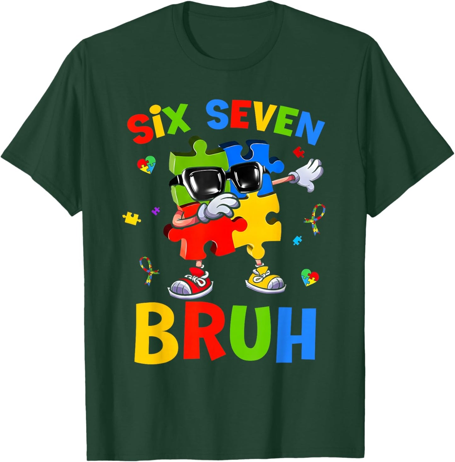 Six Seven Bruh Autism Awareness Puzzle 67 Meme Men Boys Kids T-Shirt - T-Shirt | Forest