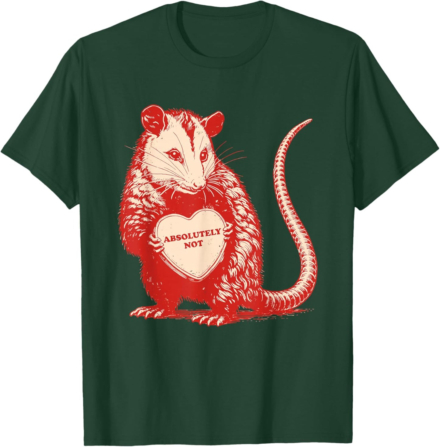 Funny Opossum Absolutely Not Valentine Graphic T-Shirt - T-Shirt | Forest