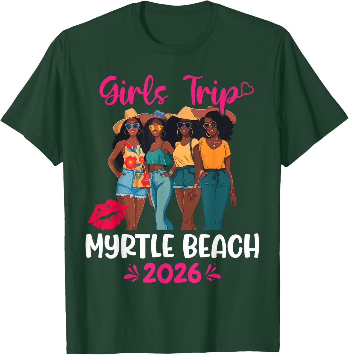 Black Girls Trip Myrtle Beach 2026 Vacation Matching T-Shirt - T-Shirt | Forest