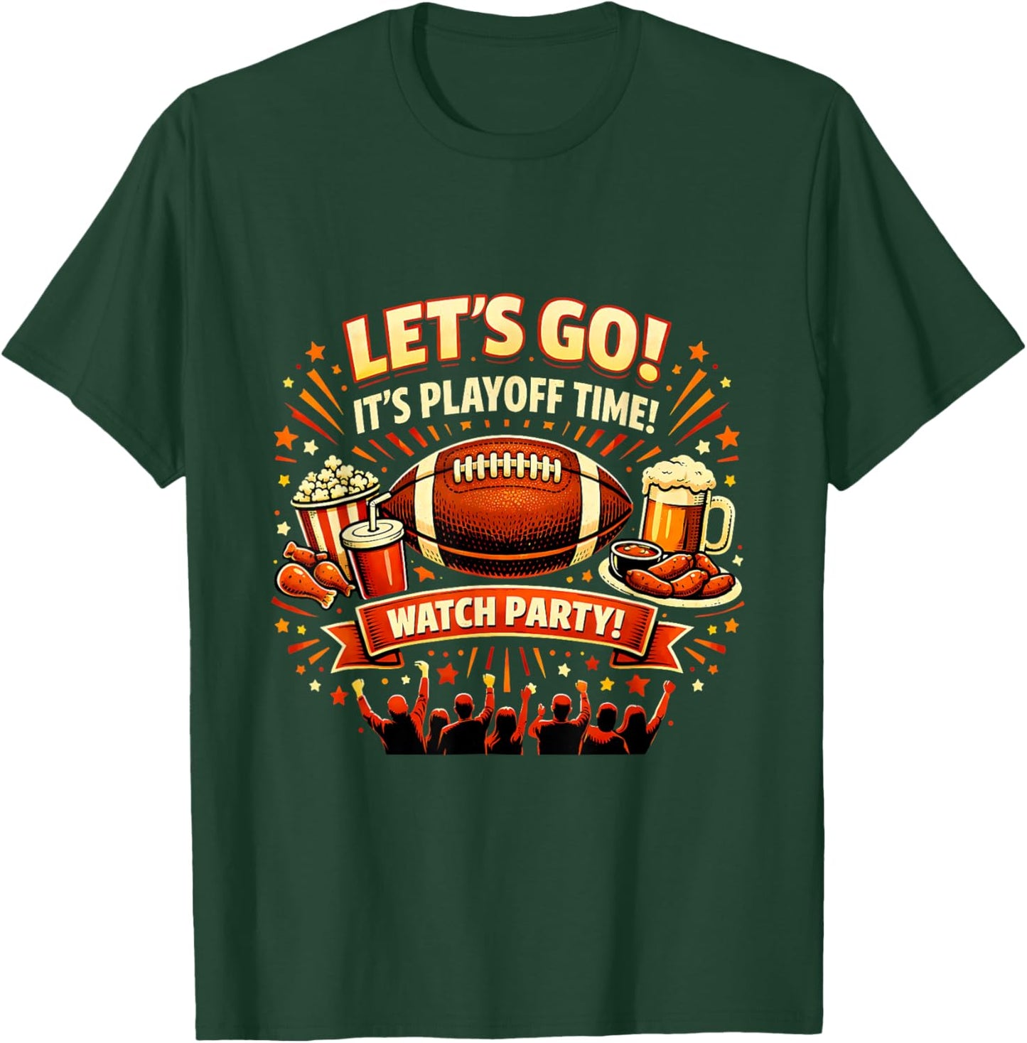 Playoff Game Day Football Friends Snacks Watch Party 2026 T-Shirt - T-Shirt | Forest