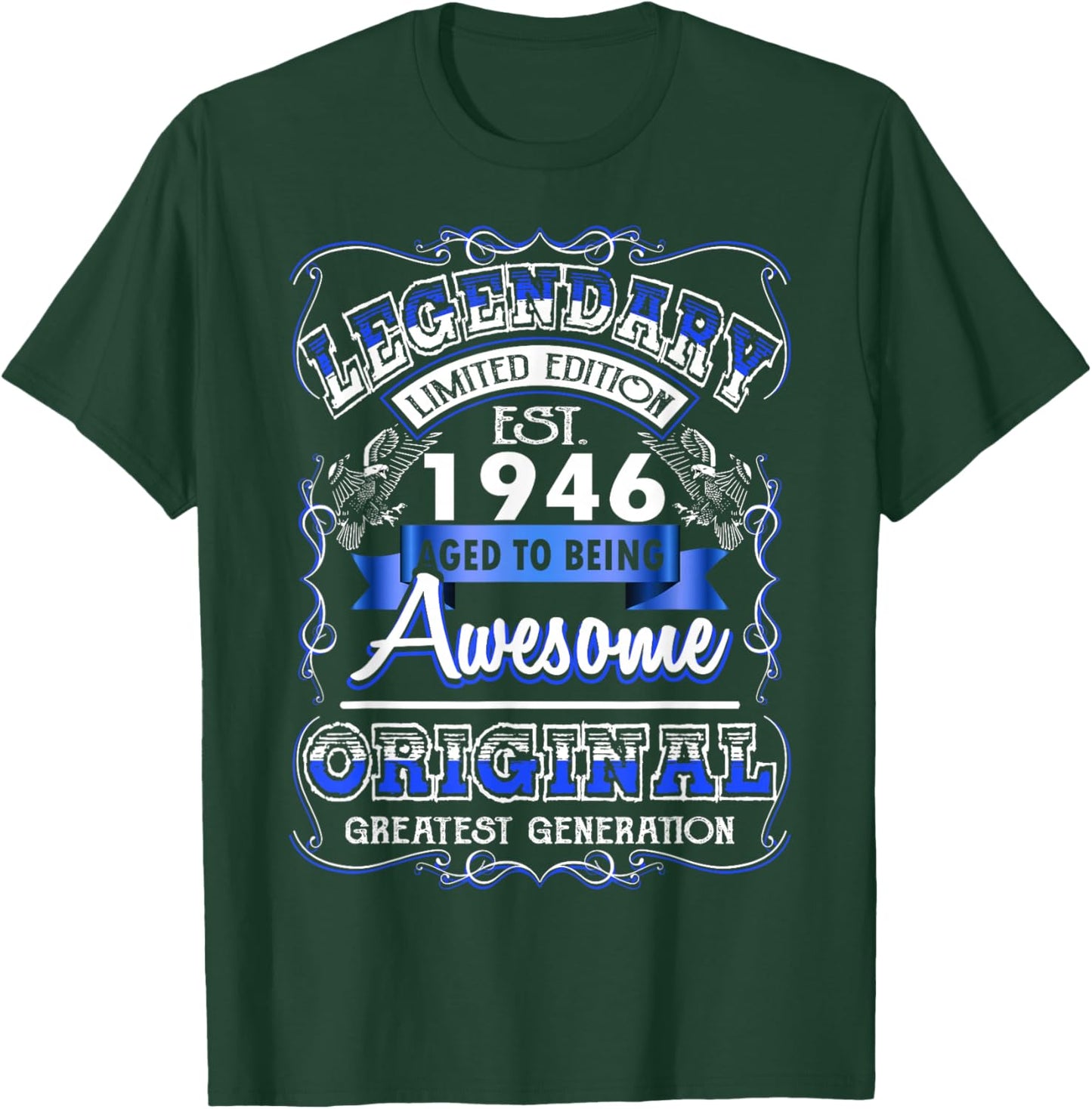 80th Birthday Gift Legendary Est. 1946 80 Years Old T-Shirt - T-Shirt | Forest