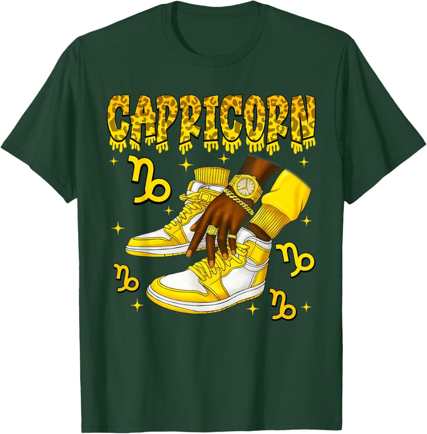 Capricorn Boy Man African American Shoes Sneakers Zodiac T-Shirt - T-Shirt | Forest
