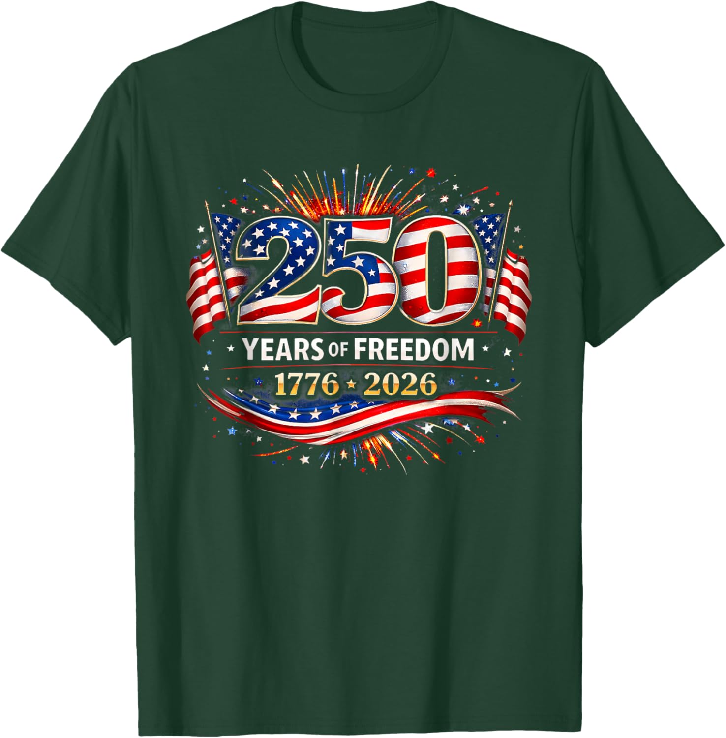 250 Years American Flag 1776-2026 250th Birthday 4th July T-Shirt - T-Shirt | Forest