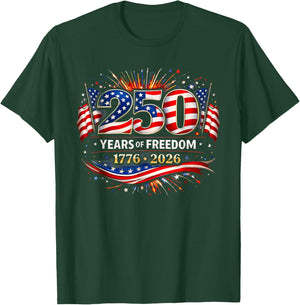 250 Years American Flag 1776-2026 250th Birthday 4th July T-Shirt - T-Shirt | Forest