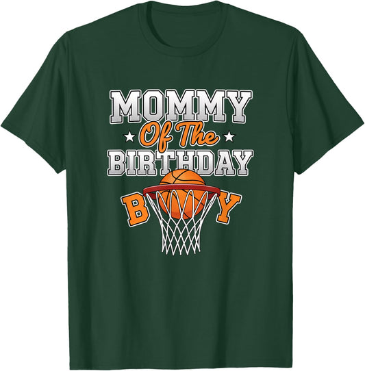 Mythical & Prehistoric Mommy of The Birthday Boy Basketball T-Shirt - T-Shirt | Forest