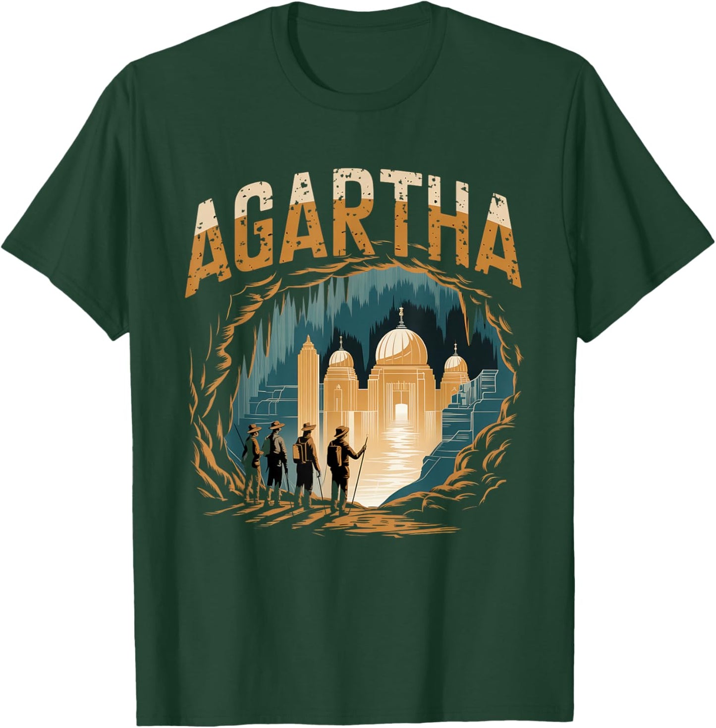 Agartha City UFO Conspiracy Theory Sci Fi Gaming T-Shirt - T-Shirt | Forest
