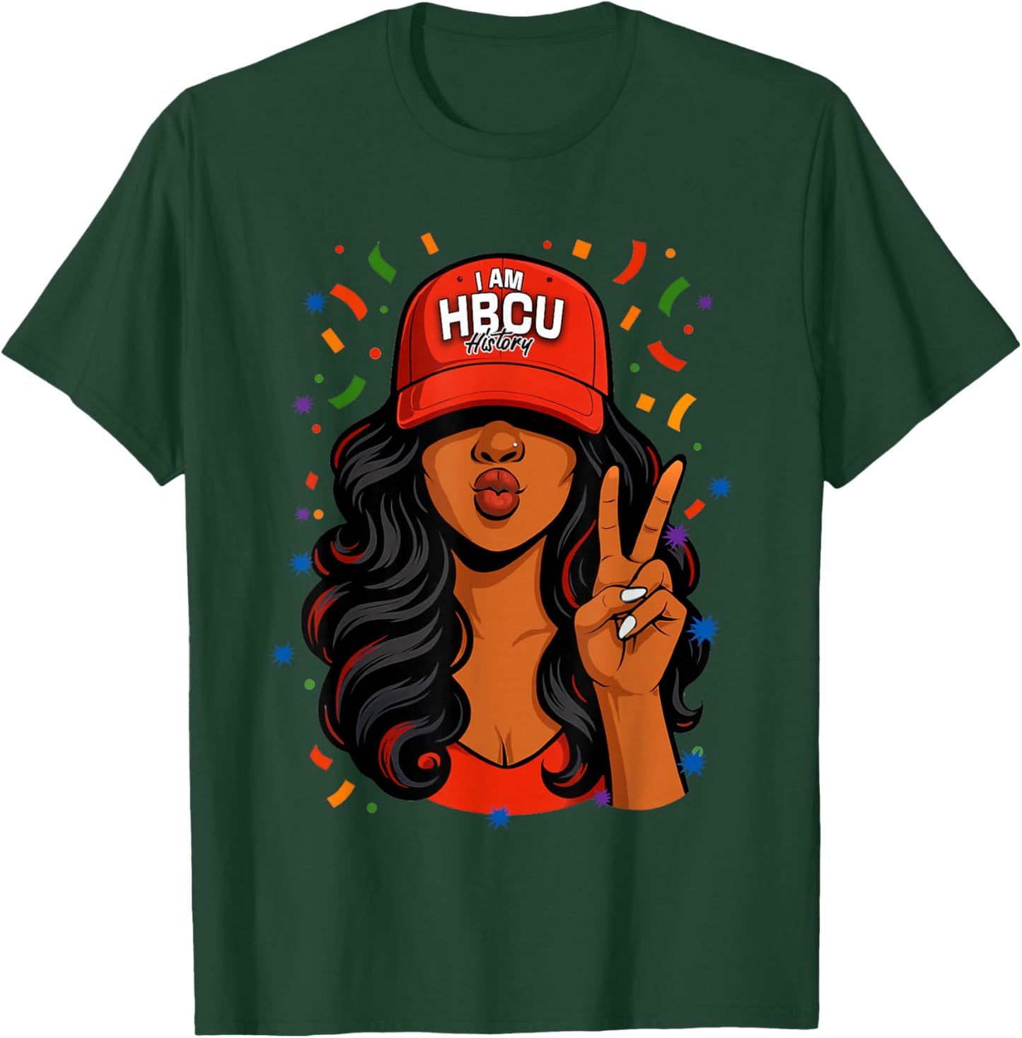 I Am HBCU Black History Month Black Woman Red Hat T-Shirt - T-Shirt | Forest