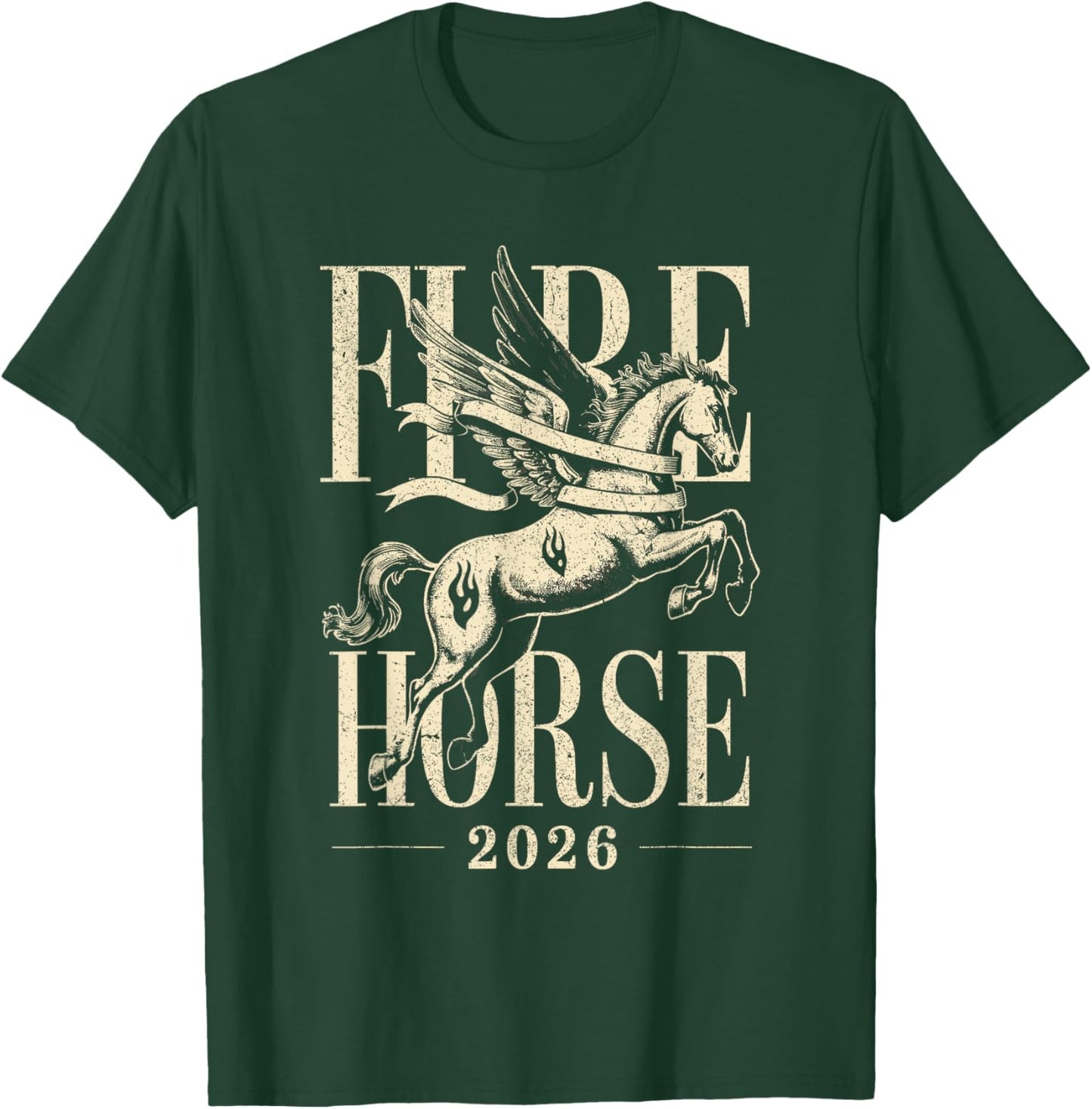 Fire Horse Mythical Creature Year of The Horse 2026 Chinese T-Shirt - T-Shirt | Forest
