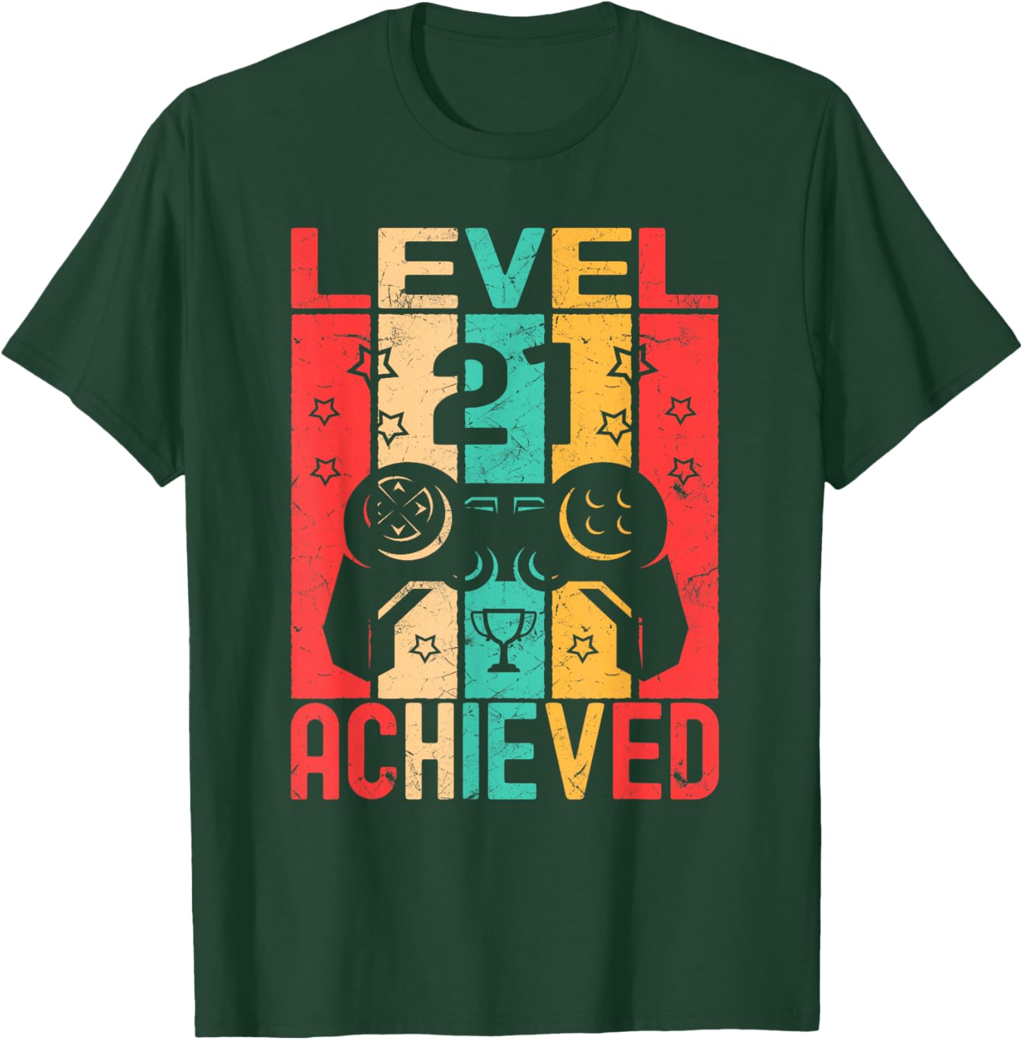 21st Birthday Level 21 Achieved Gamer Gifts Funny Birthday T-Shirt - T-Shirt | Forest