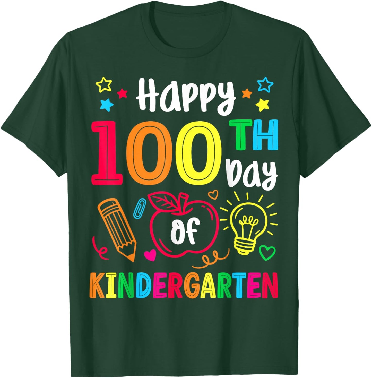 100th Day of Kindergarten Teachers Kids 100 Days of School T-Shirt - T-Shirt | Forest