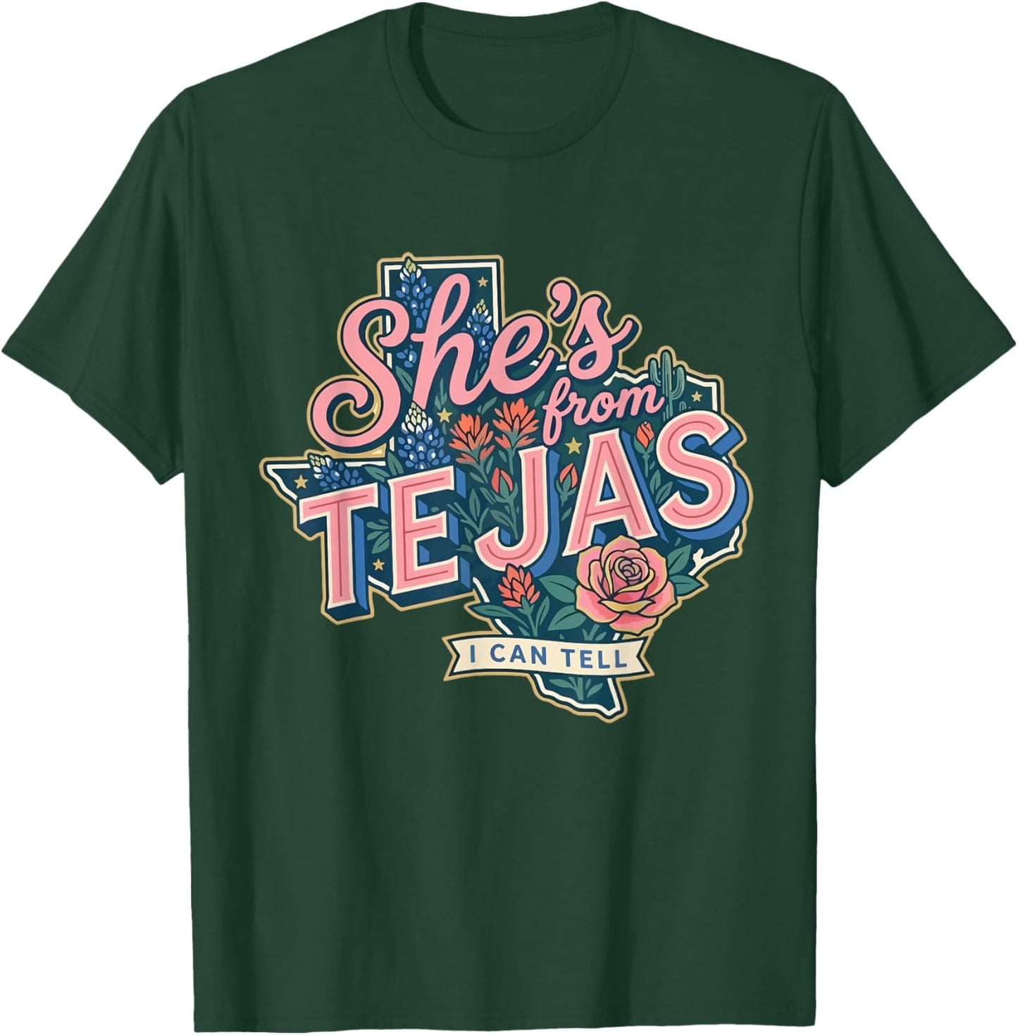 Retro Floral Funny She’s from Tejas I Can Tell Western Girly T-Shirt - T-Shirt | Forest