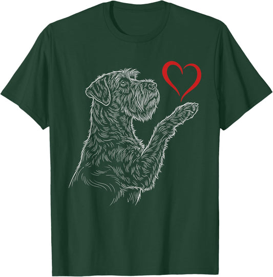 Schnauzer Lover Dog Art Holding Heart Valentines T-Shirt - T-Shirt | Forest