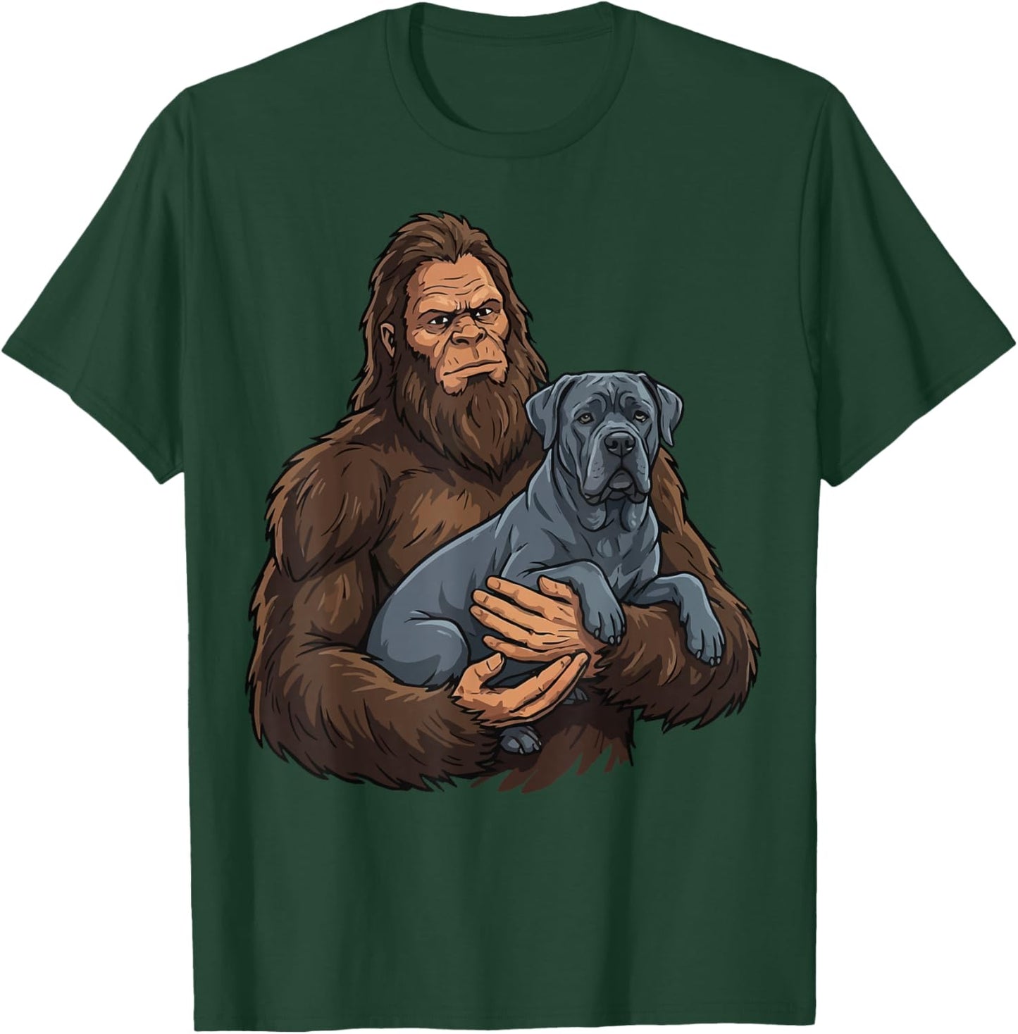 Bigfoot Holding Cane Corso T-Shirt - T-Shirt | Forest