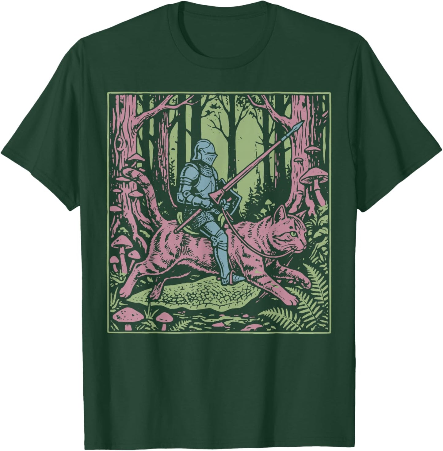 Knight Riding Cat T-Shirt - T-Shirt | Forest