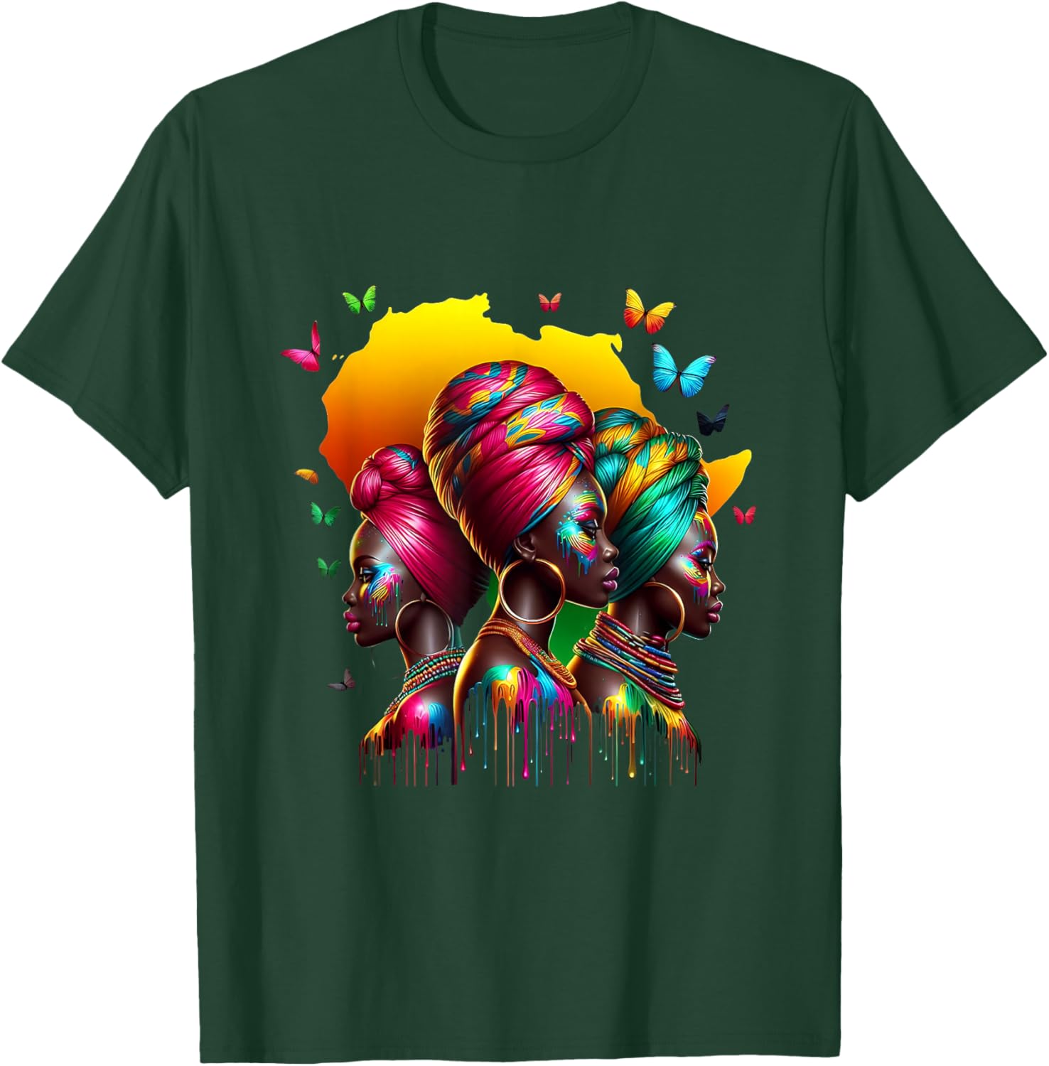 Black Women African Melanin Dope Queen Afro Headwrap Rooted T-Shirt - T-Shirt | Forest
