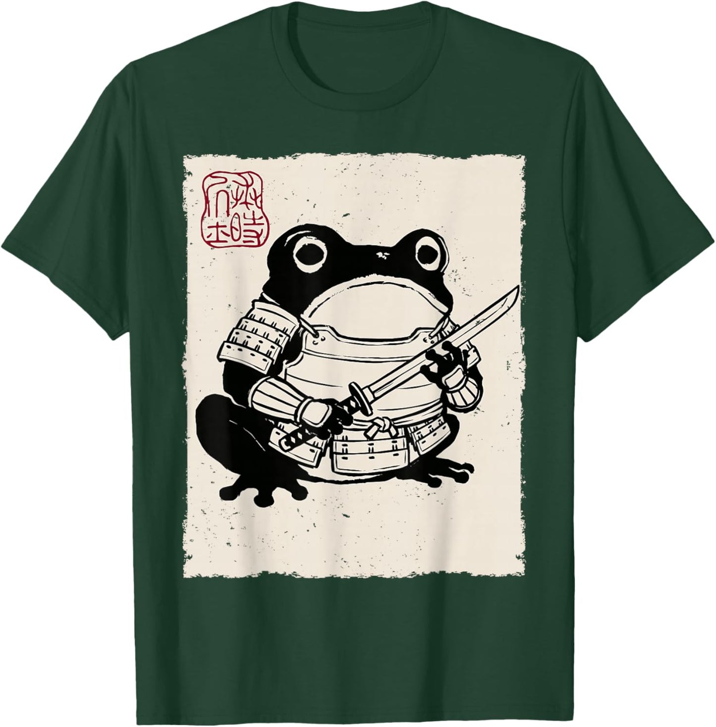 Grumpy Frog Funny Samurai Warrior Anime Japanese T-Shirt - T-Shirt | Forest