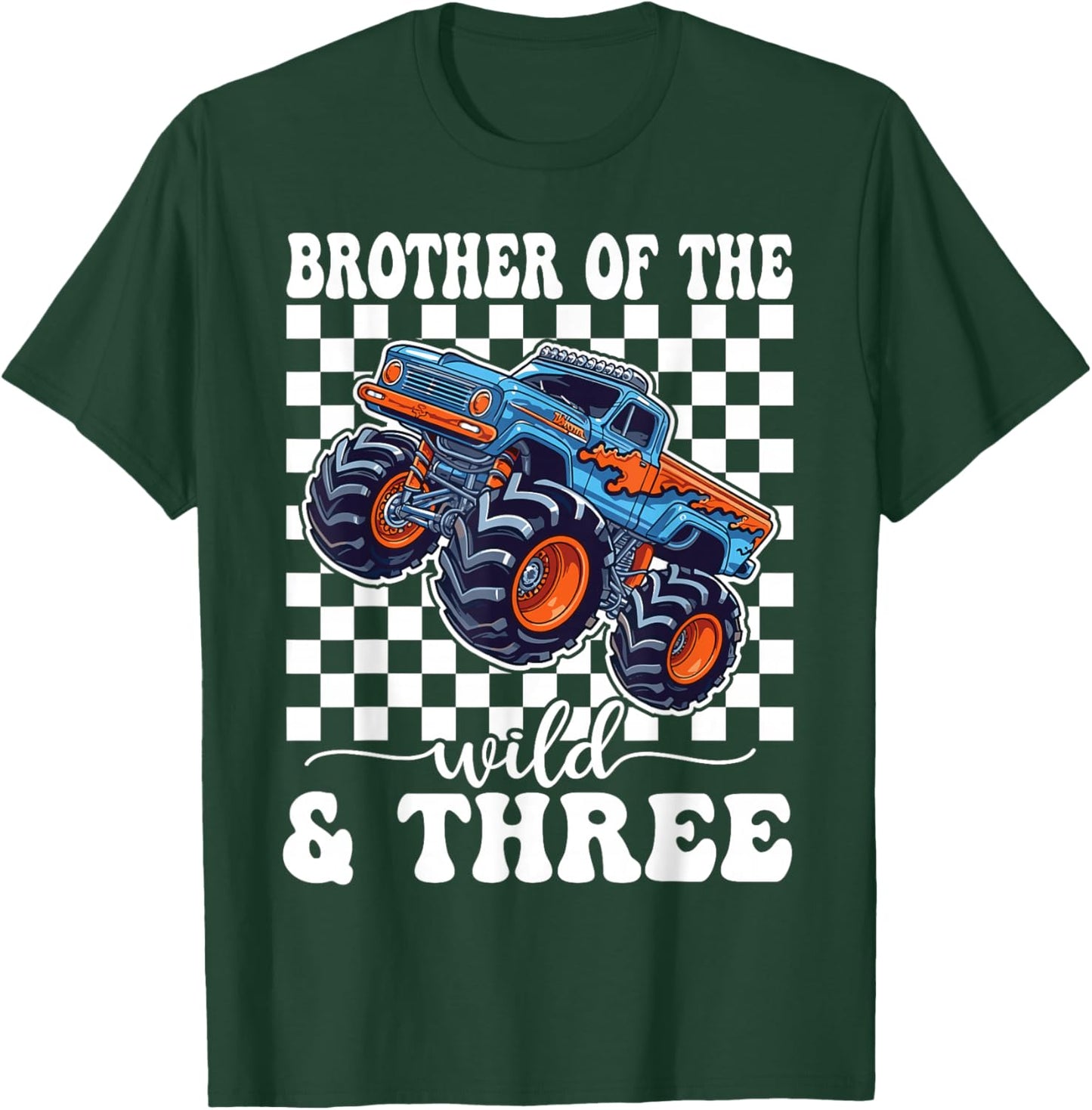 3rd Birthday Monster Truck Young Wild and Three 3 Year Old T-Shirt - T-Shirt | Forest