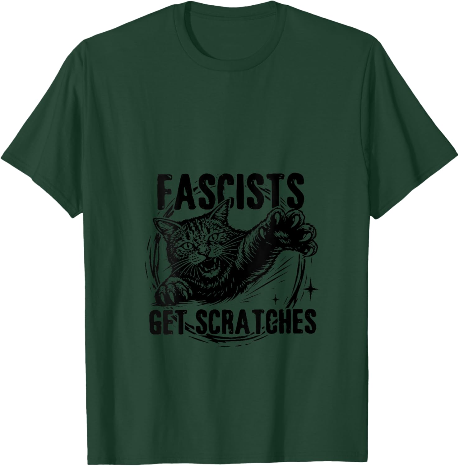 Women's Vintage Black Cats Against Fascists Get Scratches V-Neck T-Shirt - T-Shirt | Forest