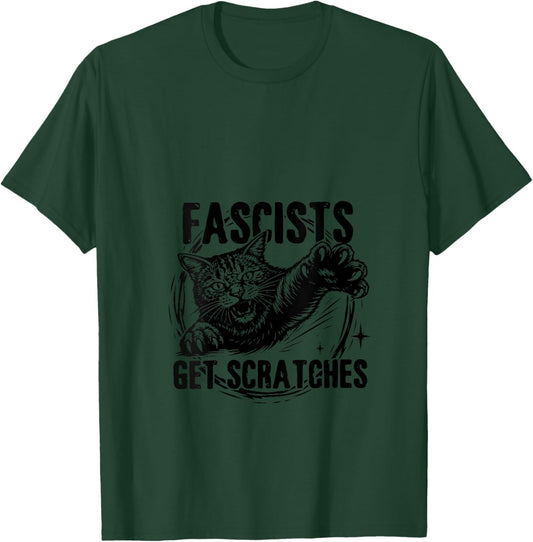 Women's Vintage Black Cats Against Fascists Get Scratches V-Neck T-Shirt - T-Shirt | Forest
