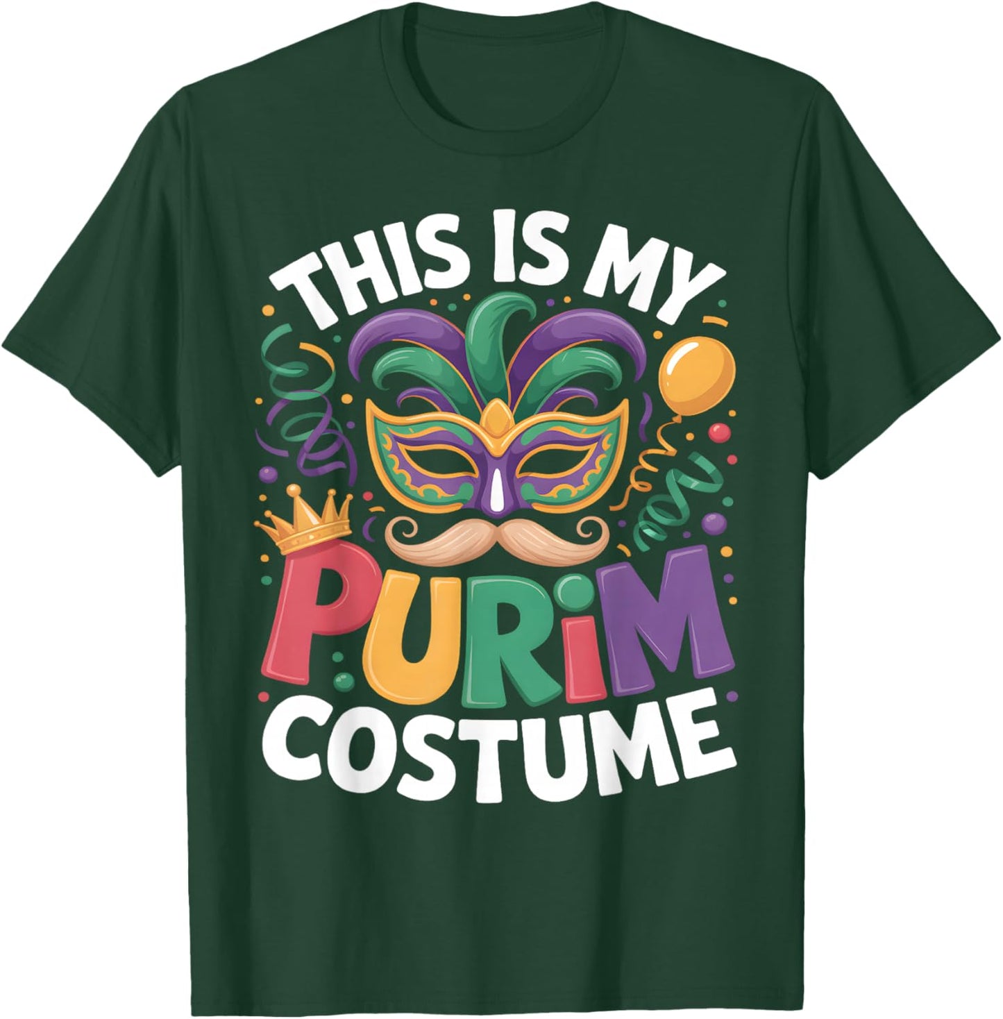 This is My Purim Costume Jewish Holiday Mask Carnival Party T-Shirt - T-Shirt | Forest