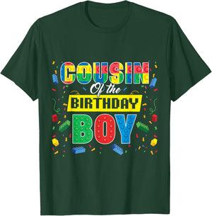Cousin of The Birthday Boy Brick Buiilder Kids Birthday T-Shirt - T-Shirt | Forest