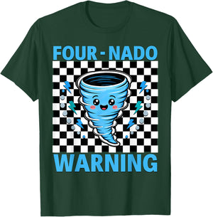 Four Nado Warning 4th Birthday 4 Years Old Kids Boys Girls T-Shirt - T-Shirt | Forest