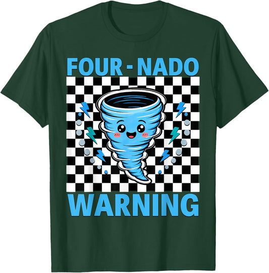 Four Nado Warning 4th Birthday 4 Years Old Kids Boys Girls T-Shirt - T-Shirt | Forest