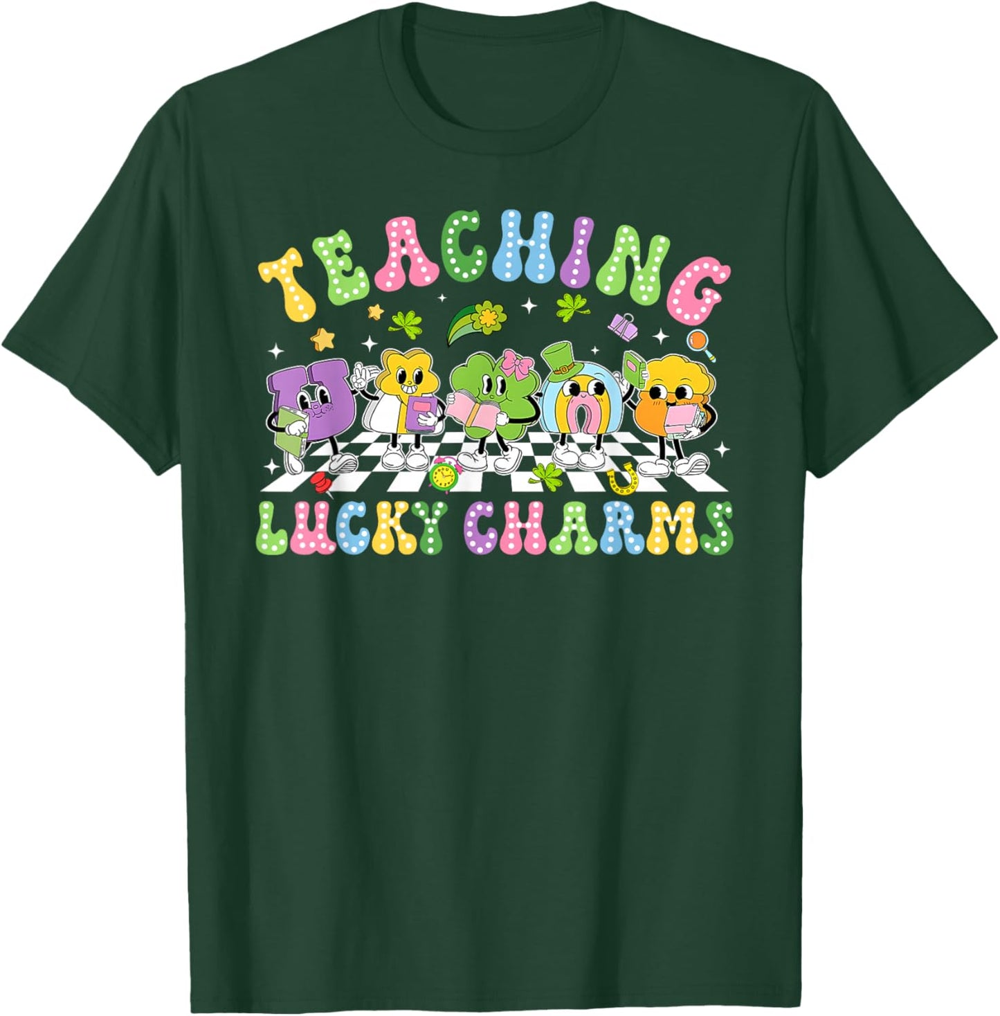 Teaching Lucky Charms St Patricks Day Irish Women Teacher T-Shirt - T-Shirt | Forest