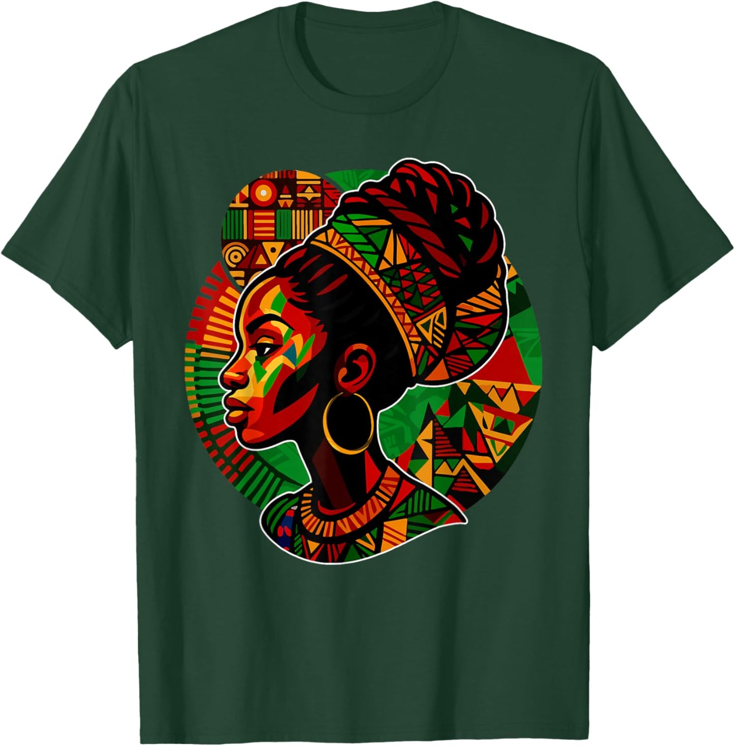 Black Queen Black History Month Women Girls Dashiki Print T-Shirt - T-Shirt | Forest