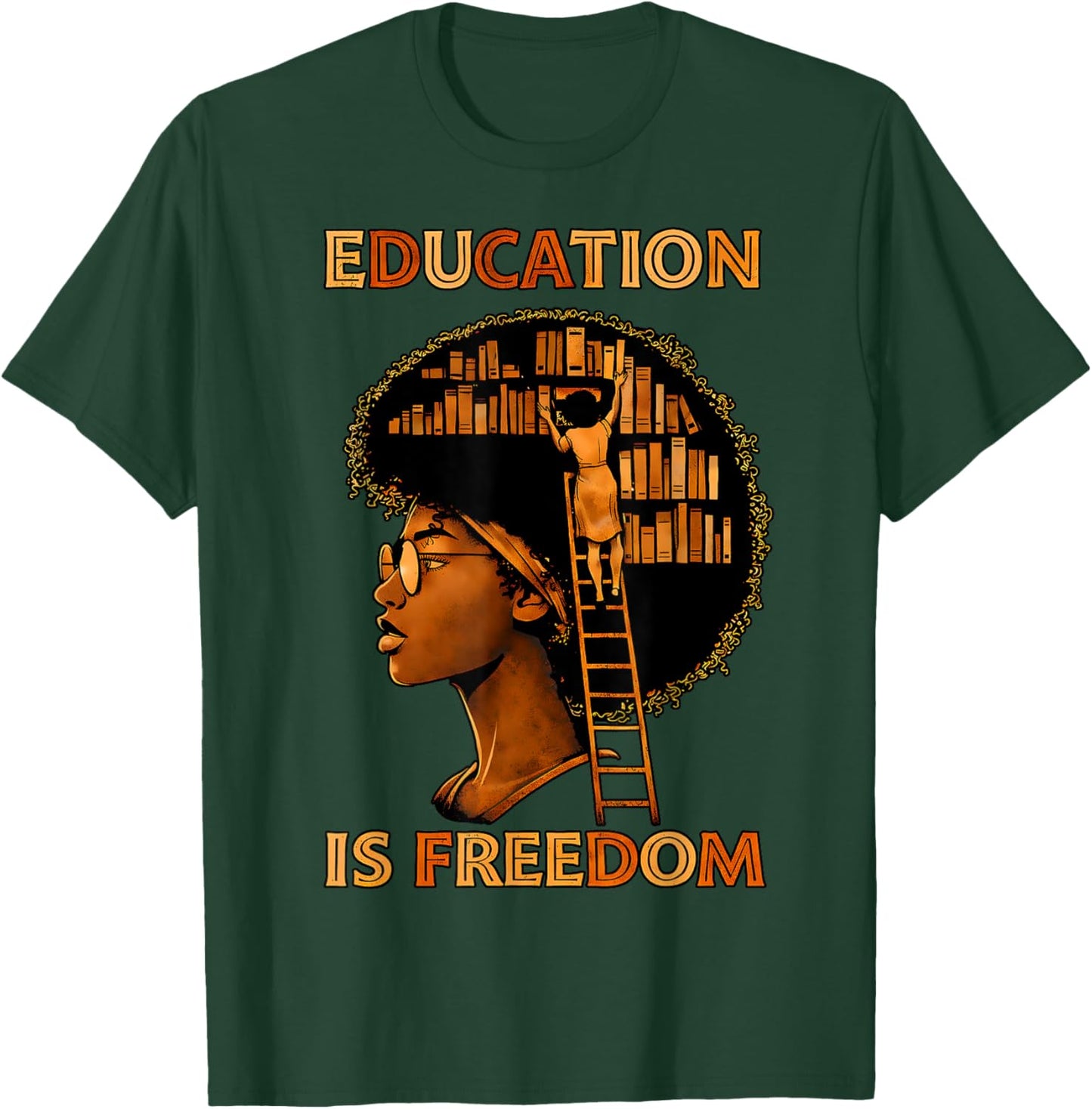 Education is Freedom Black Teacher Book Black History Month T-Shirt - T-Shirt | Forest